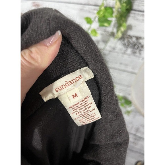 Sundance Dress sz Medium Brown Rabbit Hair Lace Sequins Knee Modest Midi Boho - Picture 14 of 14